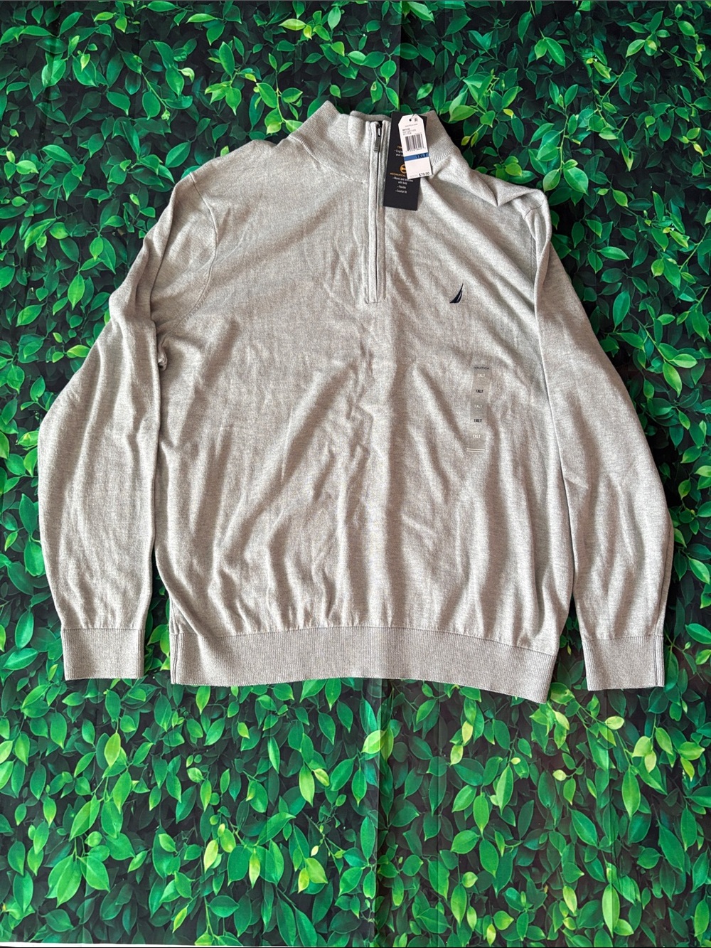 Nautica Men's Quarter-Zip Sweater in Light Gray